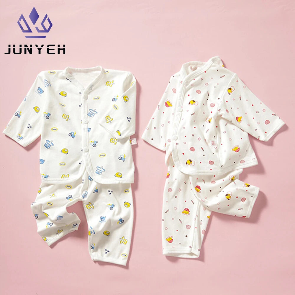 Newborn Baby Clothes Set – 100% Cotton Long Sleeve Top & Pants | Boy & Girl | 0-3 Months