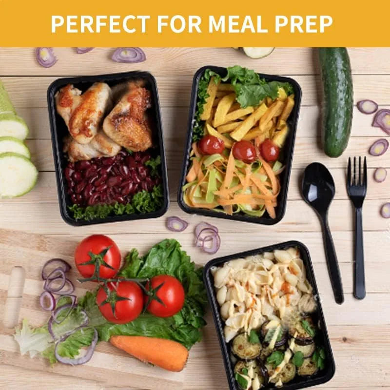 15 Pack Meal Prep Containers Microwave Safe Food Storage Containers with Lids Plastic Bento Lunch Box Stackable Disposable