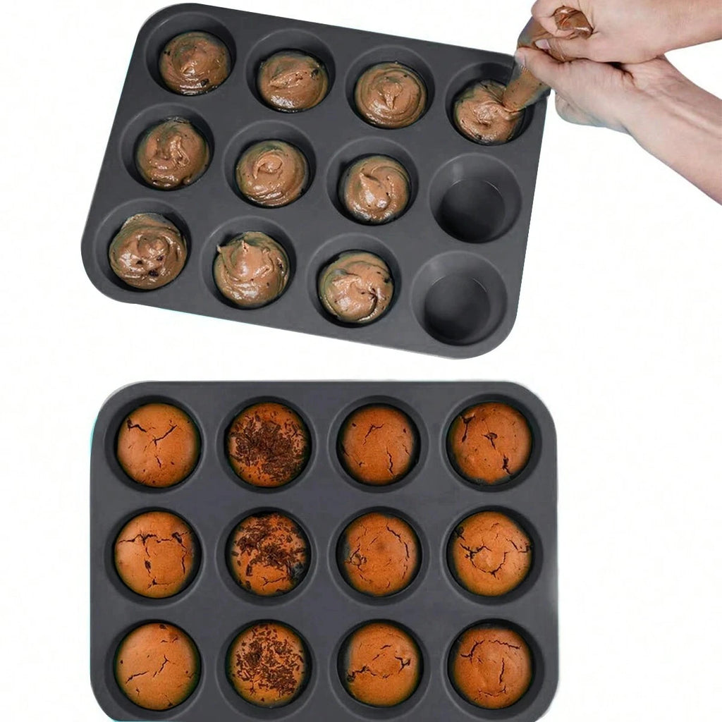 12 Holes Cupcakes Mold Non Stick Muffin Cupcake Silicone Mold Soap Chocolate Muffin Baking Pan Silicone Cake Mold Baking Tools