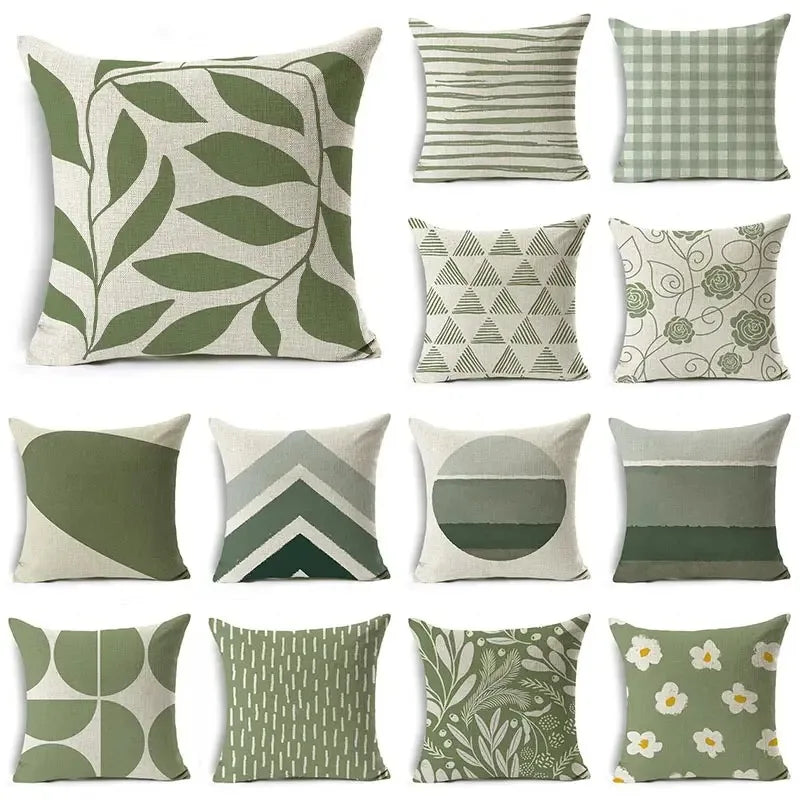 Green Pattern Decorative Cushion Cover Floral Pillow Cover for Car Sofa Decorative Pillow Cover Home Pillow