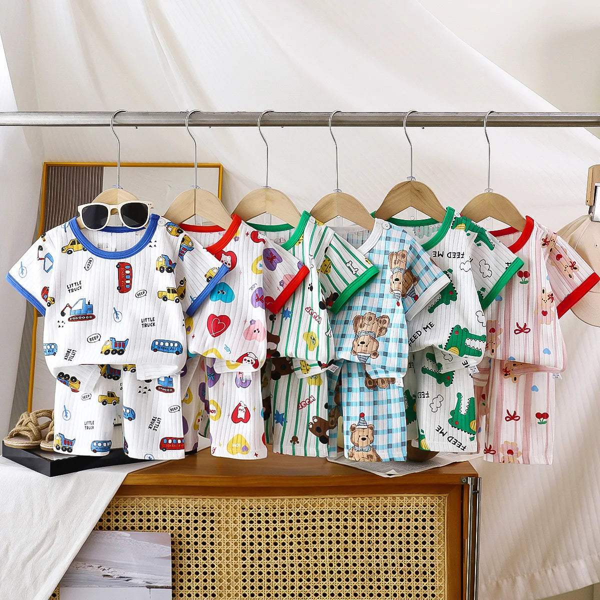 Kids Outfit Gift Bundle – 6 Pieces | 3 Mix & Match Sets | Cotton T-Shirt & Shorts | Boys & Girls | 3M–5 Years
