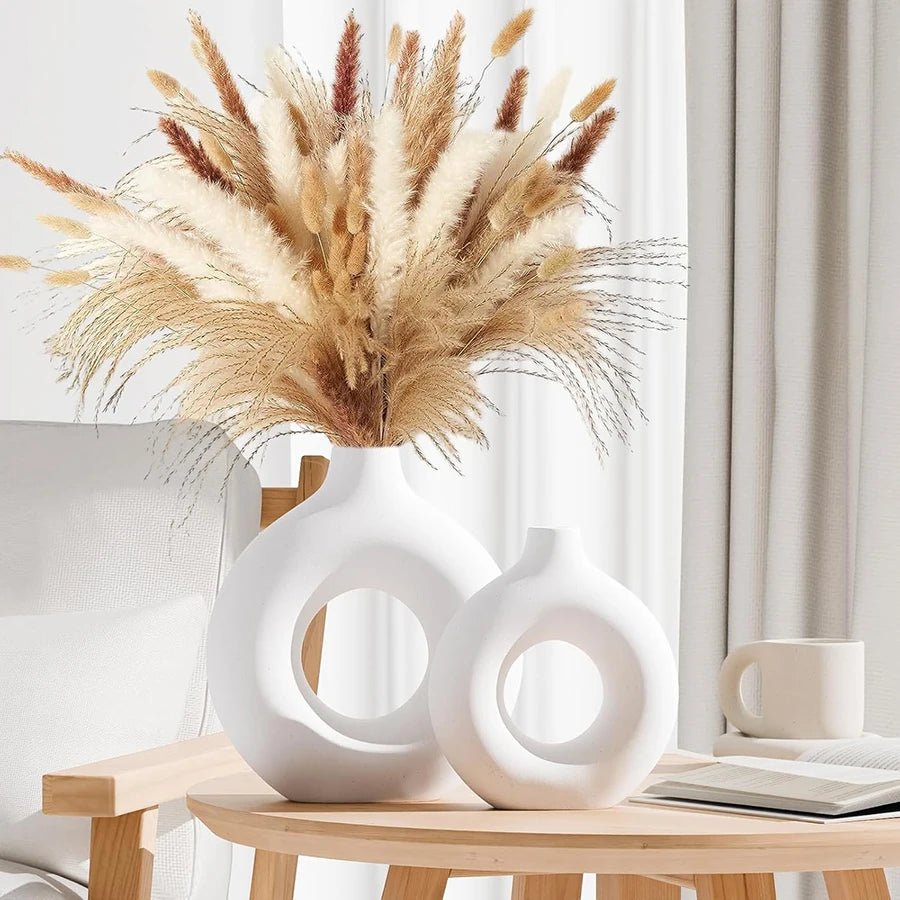 White Nordic Decorative Vase | Modern Home Decor for Table, Shelf & Wedding Centerpieces