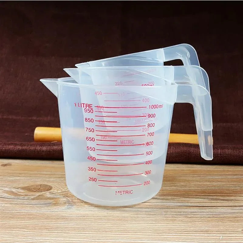 3Pcs/Set Baking Liquid Measuring Cups PVC Scale Cup Plastic Measuring Volume Beaker Kitchen Baking Tools