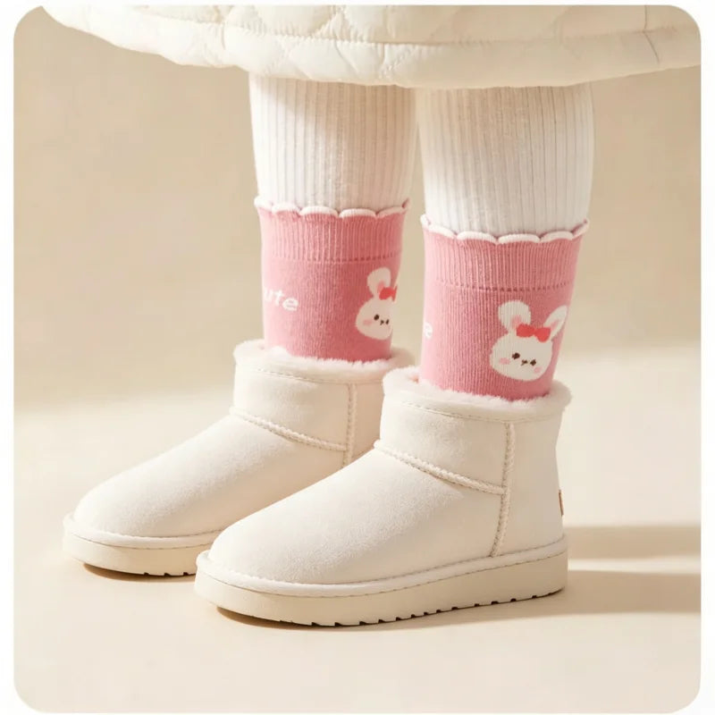 5 Pairs Girls Socks Cute Pattern Socks Winter Warm Socks Baby Thermal Socks Children Thick Plush Socks