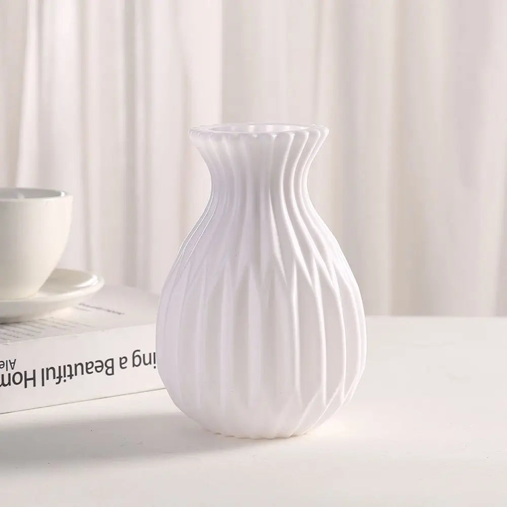 White Ceramic-Look Decorative Vase | Nordic Home Decor for Table, Wedding & Outdoor Styling