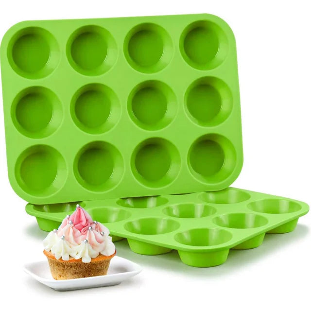 12 Holes Cupcakes Mold Non Stick Muffin Cupcake Silicone Mold Soap Chocolate Muffin Baking Pan Silicone Cake Mold Baking Tools