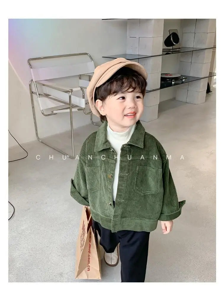 1-7 Yrs Kid Boys Toddler Coat  Spring New Korean Version Baby Boy Corduroy Casual Fall Jacket for Children Girls Shirt Jackets