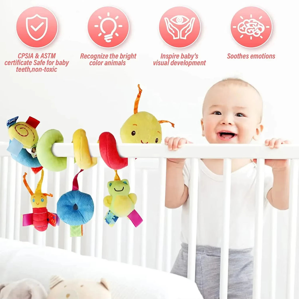 Baby Crib Hanging Rattle Toy – Soft Spiral Stroller & Car Seat Mobile | Newborn Gift | 0+ Months