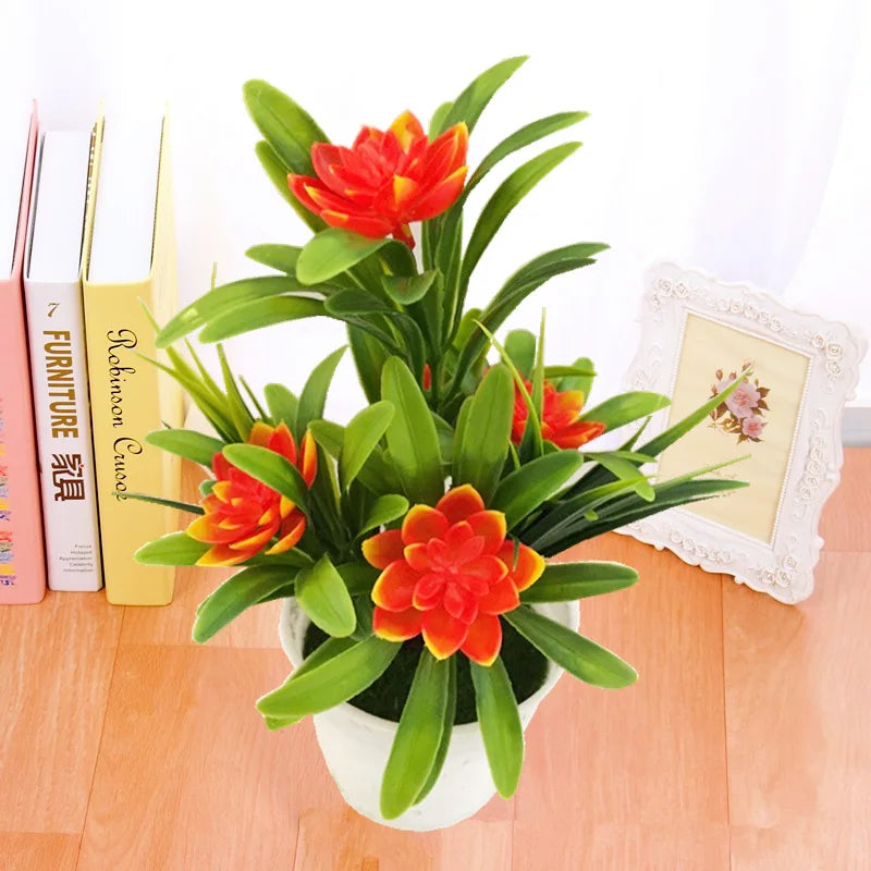 Artificial Lotus Flower Pot | Lifelike Faux Bonsai for Home, Office & Gift Décor