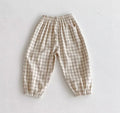 Spring Summer Boys Striped Loose Pants Baby Girl Vintage Casual Linen Cotton Harlan Pants Kids Lace-up Pant Children Clothing