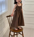 2026 Summer New Girls Jumpsuit Loose Children Wide Leg Pants Cotton Baby Girls Sling Pants Fashion Kids Clothes
