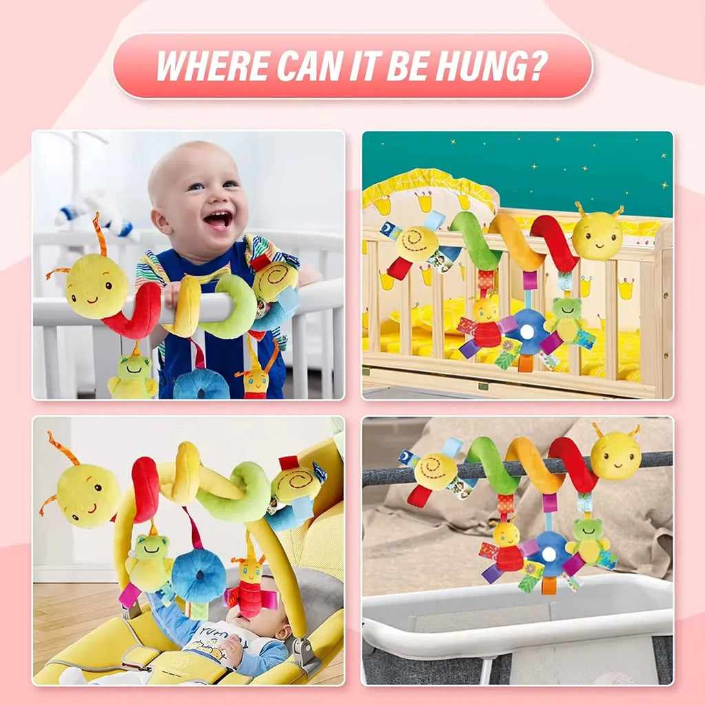 Baby Crib Hanging Rattle Toy – Soft Spiral Stroller & Car Seat Mobile | Newborn Gift | 0+ Months