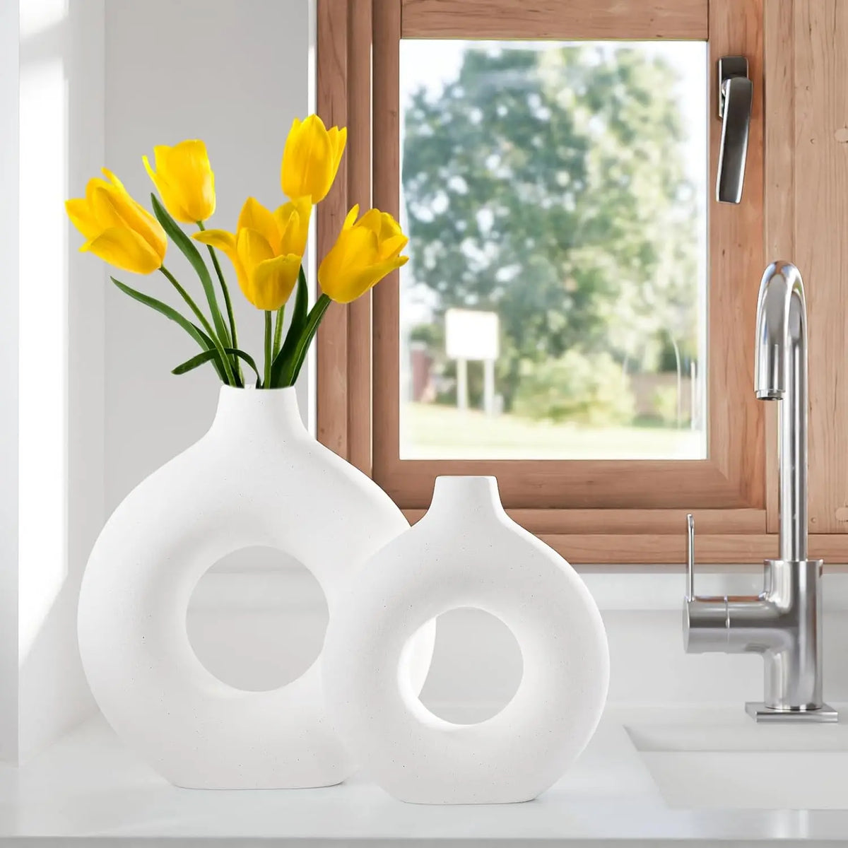 White Nordic Decorative Vase | Modern Home Decor for Table, Shelf & Wedding Centerpieces