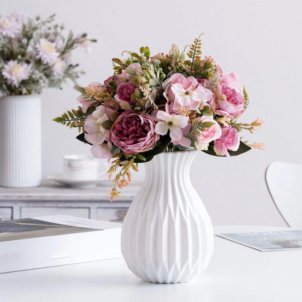 White Ceramic-Look Decorative Vase | Nordic Home Decor for Table, Wedding & Outdoor Styling
