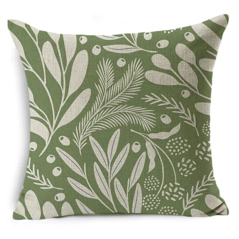 Green Pattern Decorative Cushion Cover Floral Pillow Cover for Car Sofa Decorative Pillow Cover Home Pillow