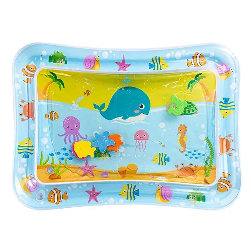 Baby Water Play Mat – Inflatable Tummy Time Activity Mat with Floating Fish