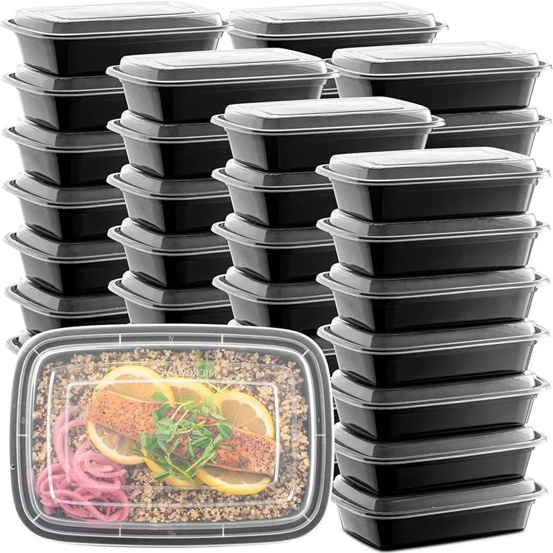 15 Pack Meal Prep Containers Microwave Safe Food Storage Containers with Lids Plastic Bento Lunch Box Stackable Disposable
