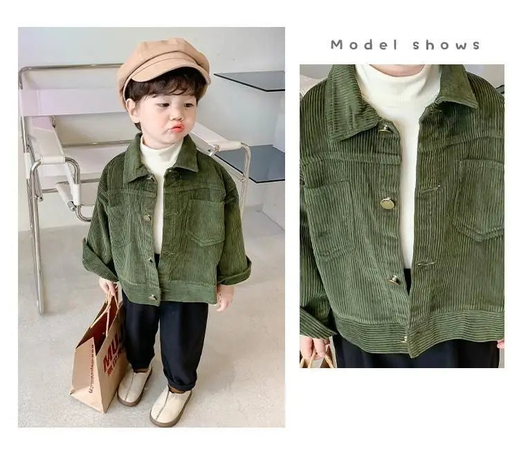 1-7 Yrs Kid Boys Toddler Coat  Spring New Korean Version Baby Boy Corduroy Casual Fall Jacket for Children Girls Shirt Jackets