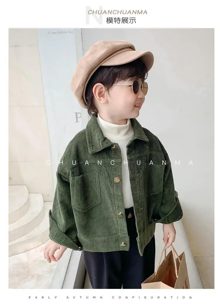 1-7 Yrs Kid Boys Toddler Coat  Spring New Korean Version Baby Boy Corduroy Casual Fall Jacket for Children Girls Shirt Jackets