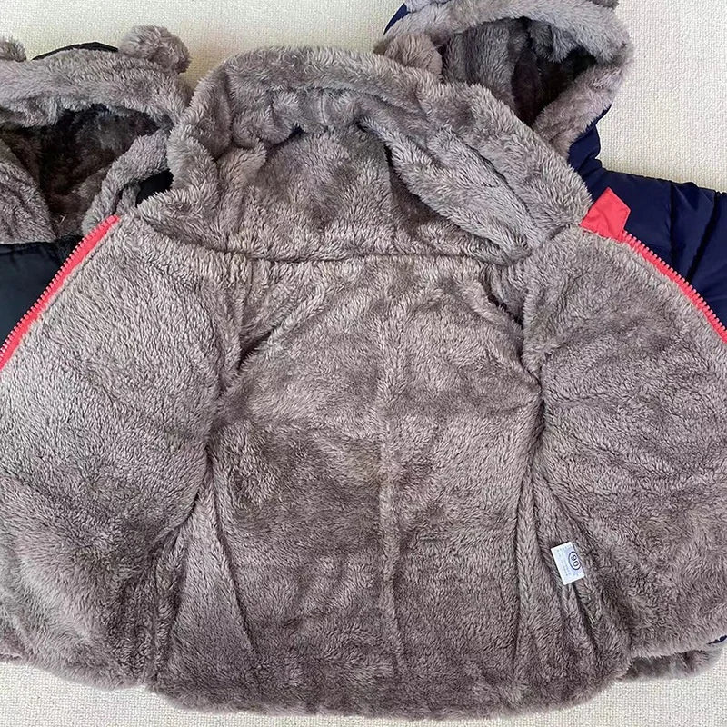 Children Winter Clothing Sets Baby Lamb Fleece Coats+Down Pants 2Pcs Boys Girls Thicken Warm Casual Hooded Clothing Outfits