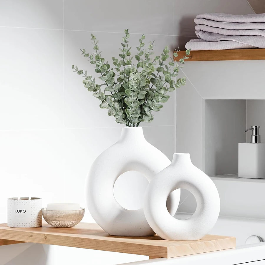 White Nordic Decorative Vase | Modern Home Decor for Table, Shelf & Wedding Centerpieces