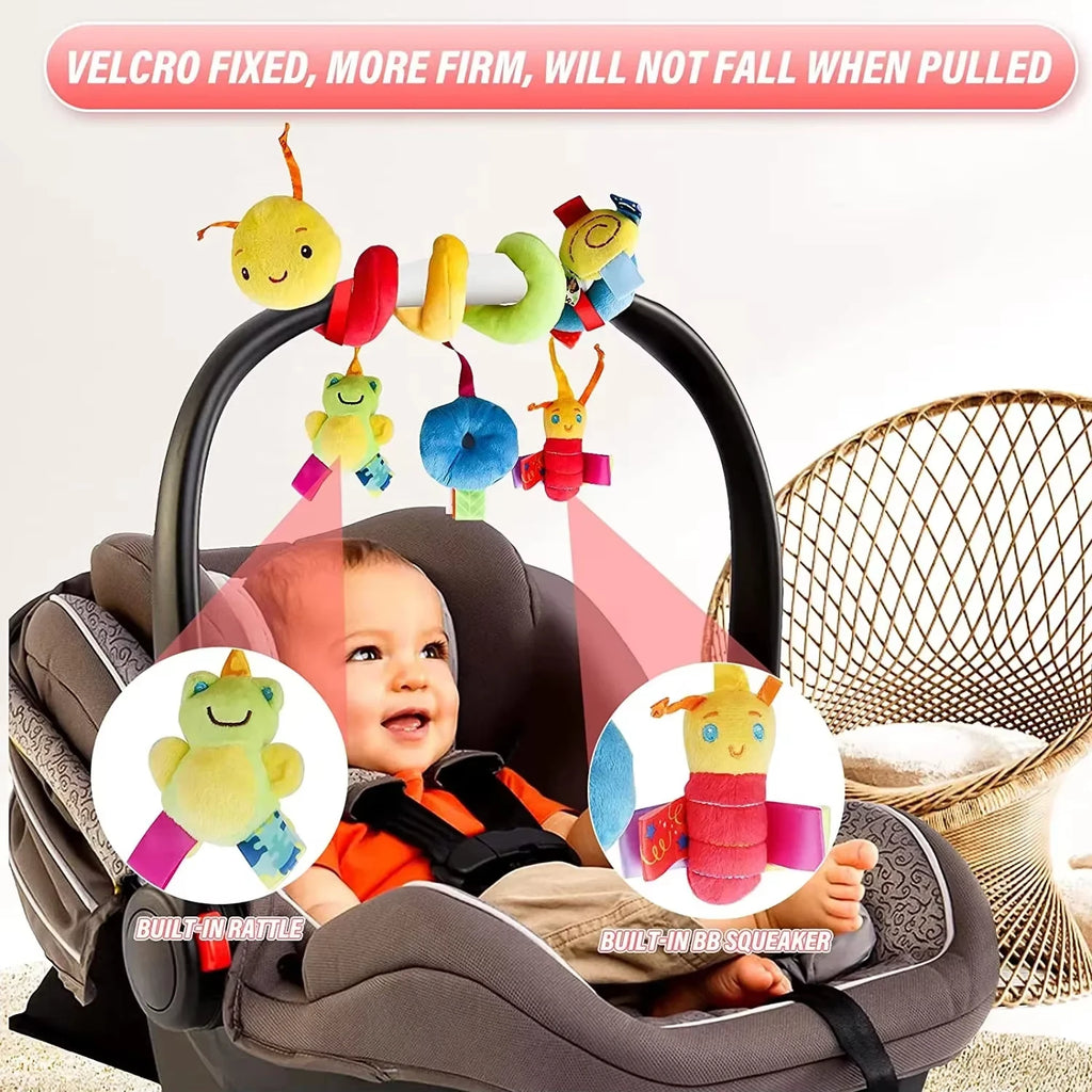 Baby Crib Hanging Rattle Toy – Soft Spiral Stroller & Car Seat Mobile | Newborn Gift | 0+ Months