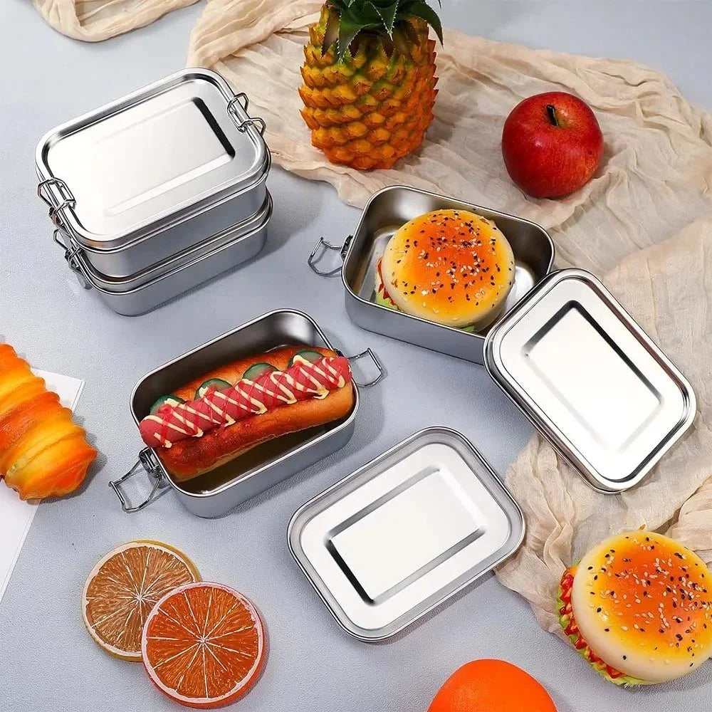 Stainless Steel Bento Box | Lockable Lunch Box with Airtight Clips