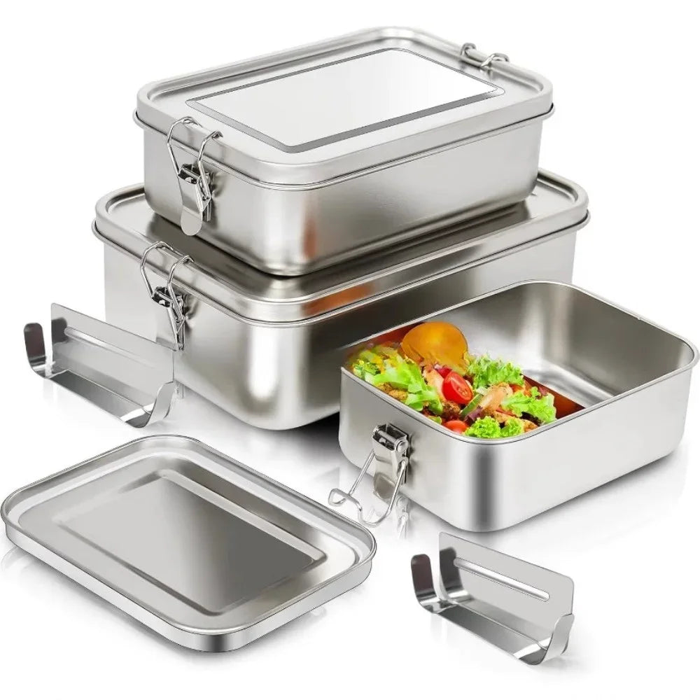 Stainless Steel Bento Box | Lockable Lunch Box with Airtight Clips
