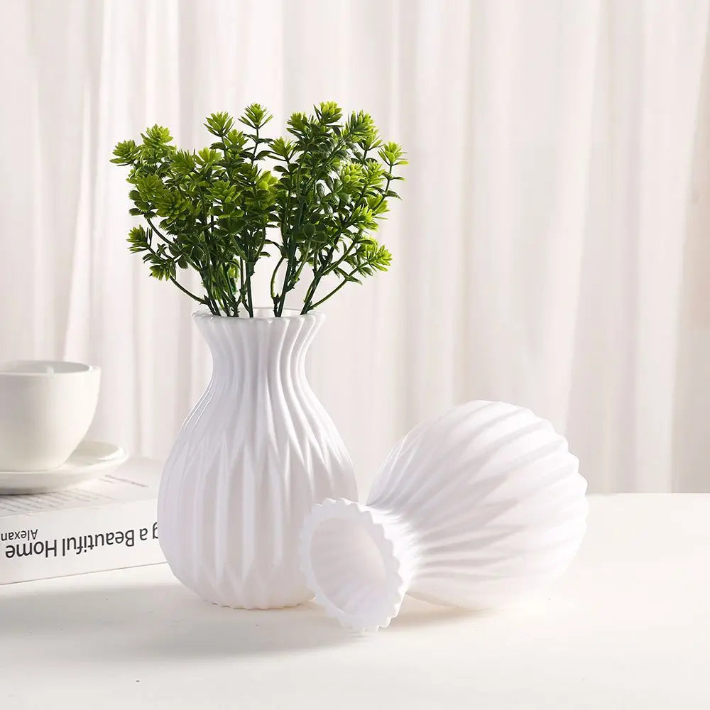 White Ceramic-Look Decorative Vase | Nordic Home Decor for Table, Wedding & Outdoor Styling