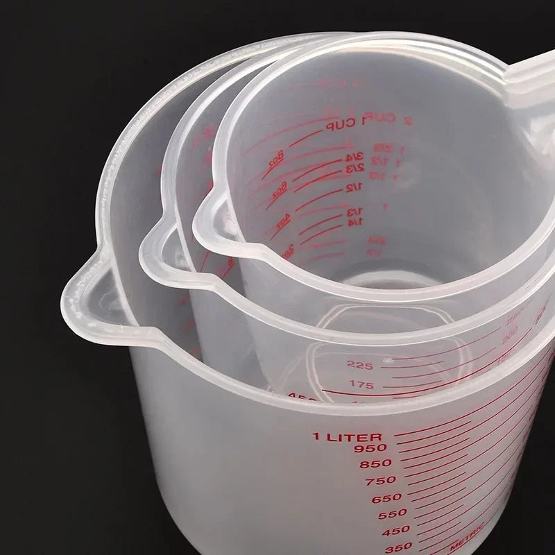 3Pcs/Set Baking Liquid Measuring Cups PVC Scale Cup Plastic Measuring Volume Beaker Kitchen Baking Tools