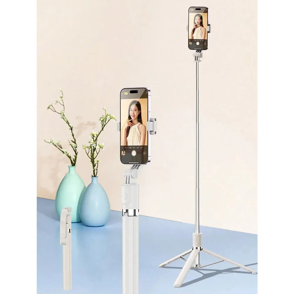 1700mm Wireless Selfie Stick Tripod for Smartphone, Extendable Foldable Phone Stand, Portable Monopod with Stable Shooting