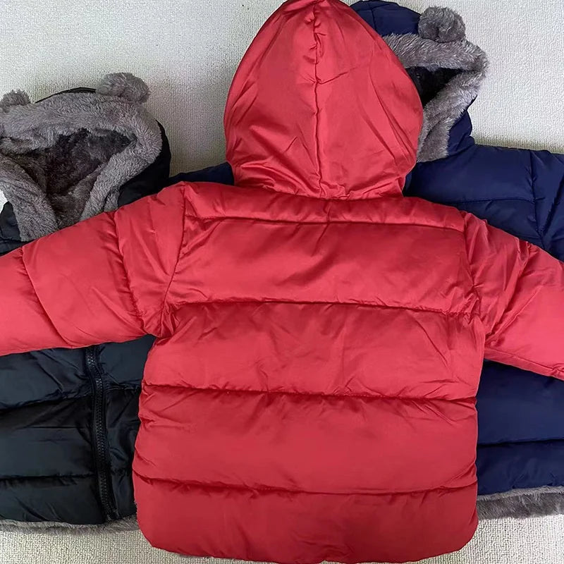 Children Winter Clothing Sets Baby Lamb Fleece Coats+Down Pants 2Pcs Boys Girls Thicken Warm Casual Hooded Clothing Outfits