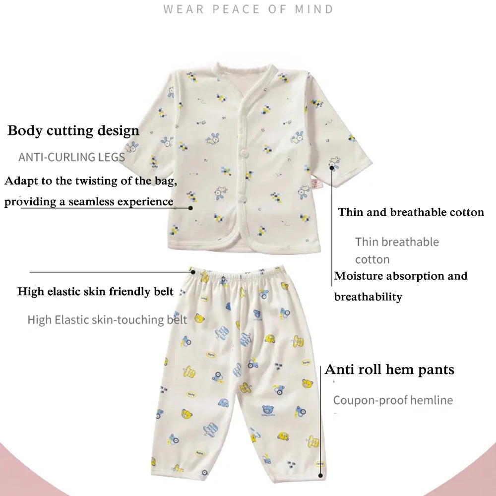 Newborn Baby Clothes Set – 100% Cotton Long Sleeve Top & Pants | Boy & Girl | 0-3 Months