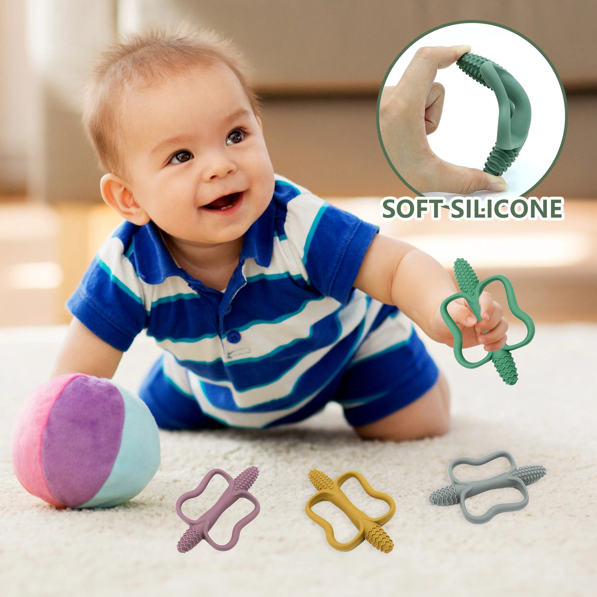 Baby Teething Toy – Food-Grade Silicone Easy-Grip Teether for Babies 0–12 Months