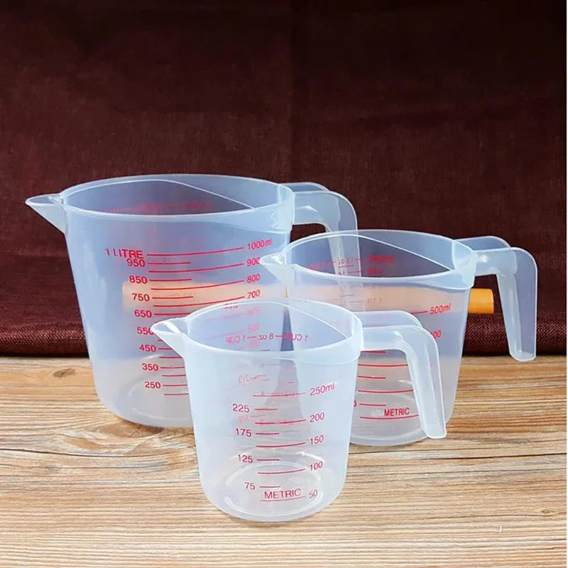 3-Piece Kitchen Measuring Cup Set | PVC Graduated Beakers | 250ml, 500ml & 1000ml | Baking & Cooking