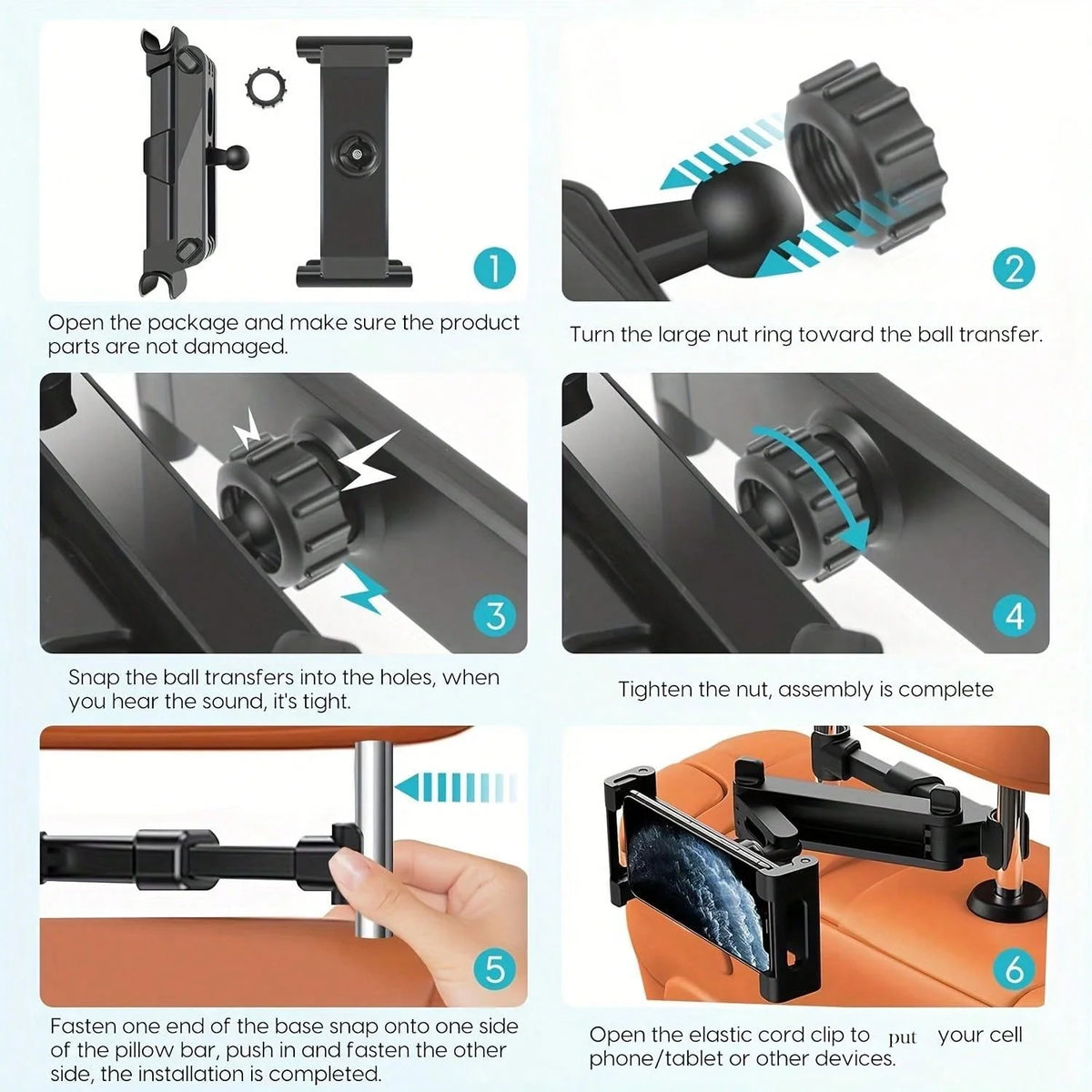 Tablet stand, car headrest, tablet stand, and children's extended arm car rear seat installation tablet stand are compatible wit