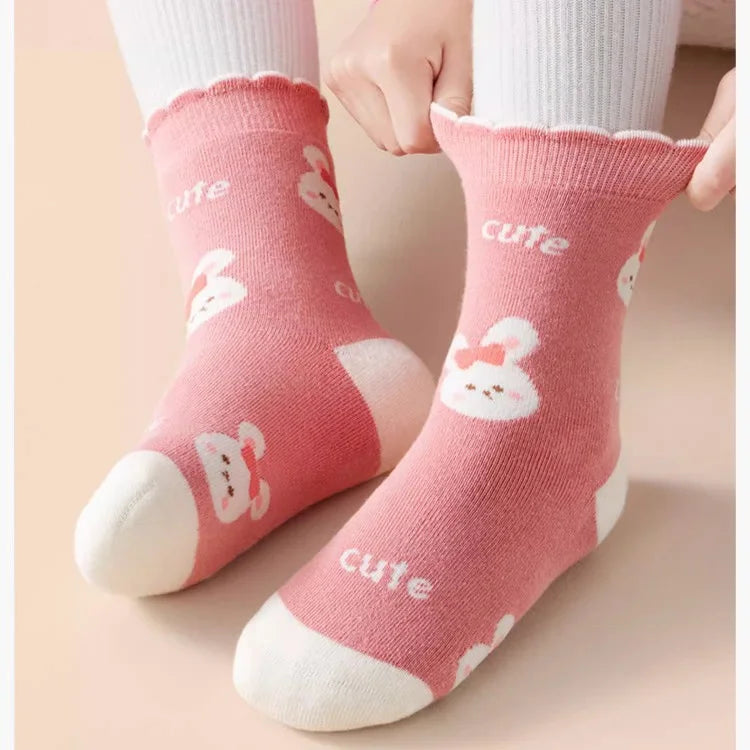 5 Pairs Girls Socks Cute Pattern Socks Winter Warm Socks Baby Thermal Socks Children Thick Plush Socks