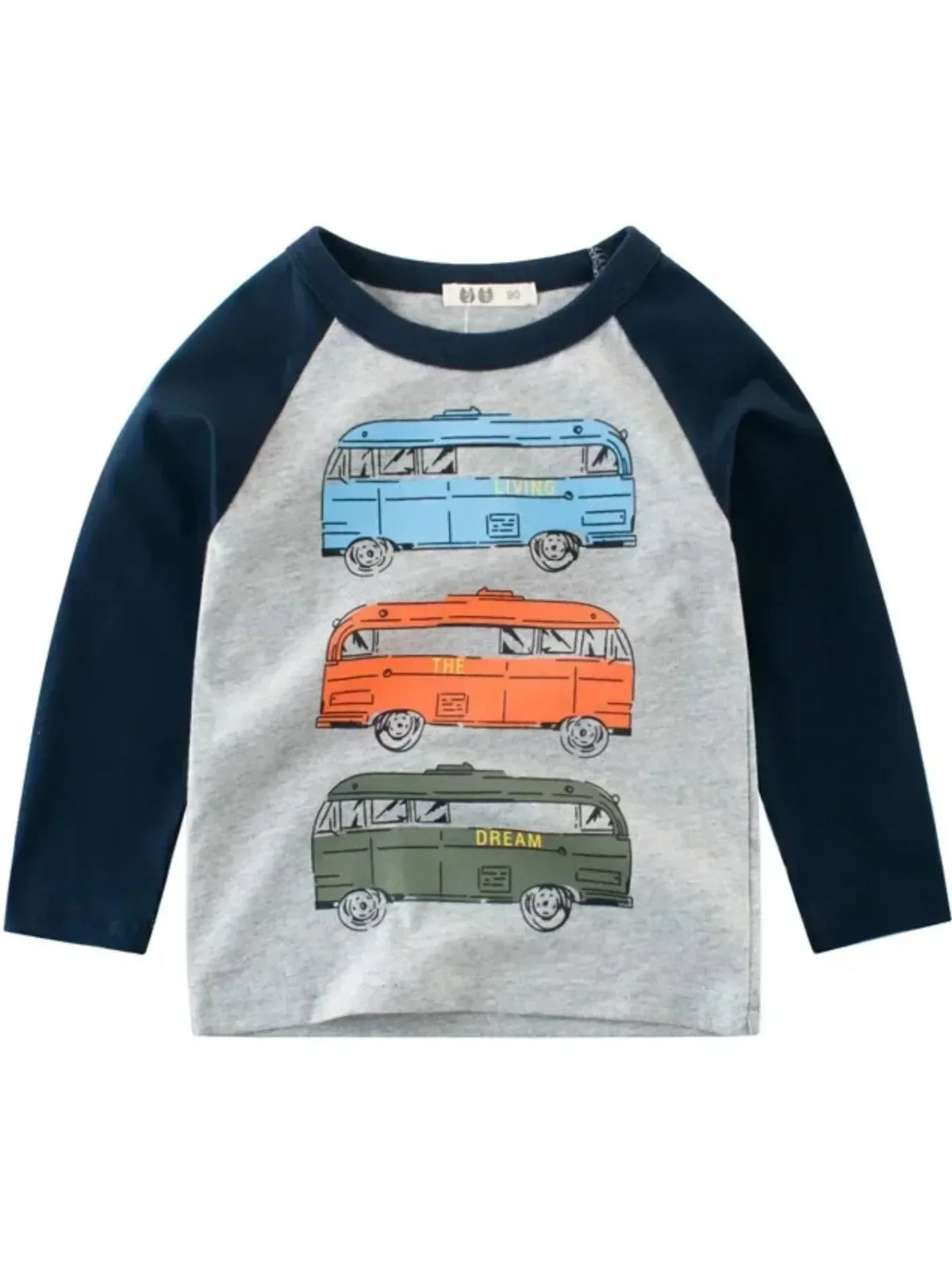 Cartoon Vehicle Creative Colorblock Long Sleeve T-shirt, Casual Lightweight Comfy Tops, Boys Clothes Outdoor