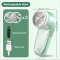 Green Fabric Shaver, Lint Remover For Clothes, Effectively And Quickly Remove Pills, Sweater Shaver With Stainless Steel 3-Leaf Blades And Lock Protection.( Two Blades&One Brush