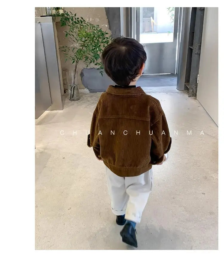 1-7 Yrs Kid Boys Toddler Coat  Spring New Korean Version Baby Boy Corduroy Casual Fall Jacket for Children Girls Shirt Jackets