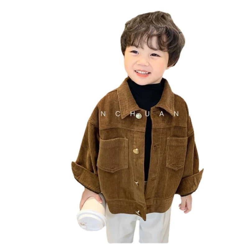 1-7 Yrs Kid Boys Toddler Coat  Spring New Korean Version Baby Boy Corduroy Casual Fall Jacket for Children Girls Shirt Jackets
