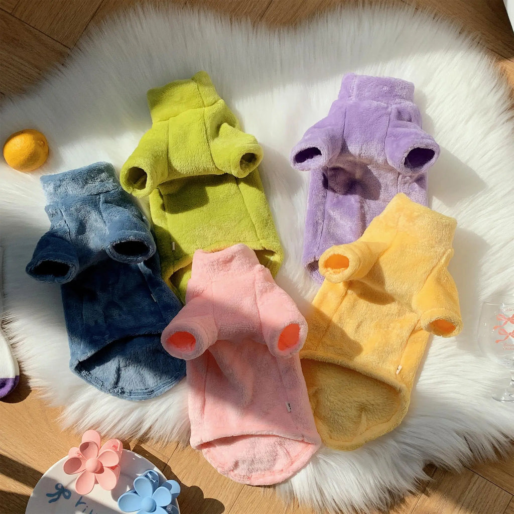 Warm Pure Color Sphynx Cat Turtleneck Sweater Hairless Cat Clothes Soft Winter Coat Thickening Sweet Fleece Jumpsuit for Devon