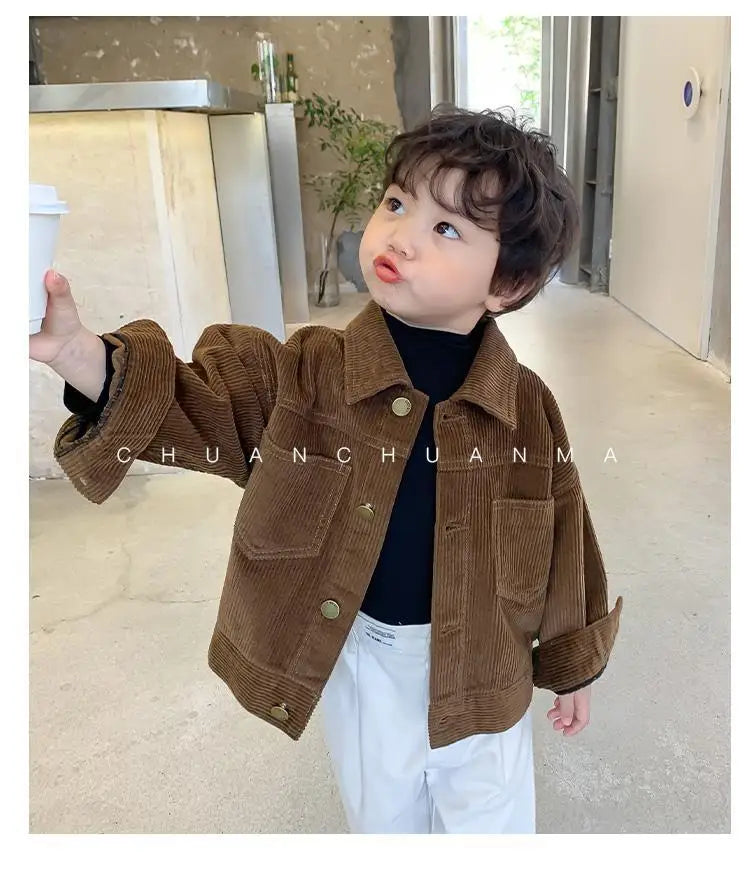 1-7 Yrs Kid Boys Toddler Coat  Spring New Korean Version Baby Boy Corduroy Casual Fall Jacket for Children Girls Shirt Jackets