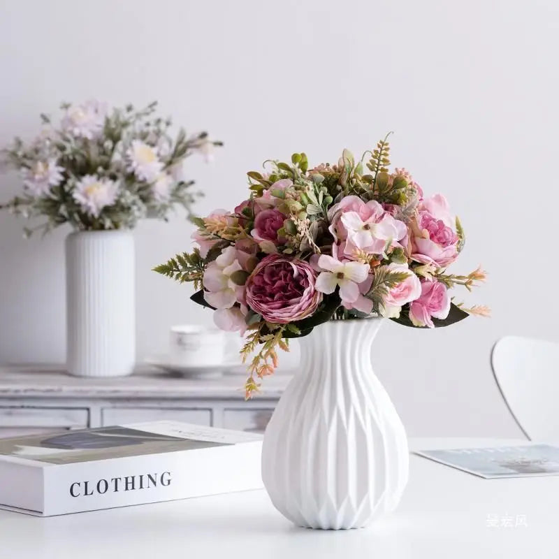 White Ceramic-Look Decorative Vase | Nordic Home Decor for Table, Wedding & Outdoor Styling