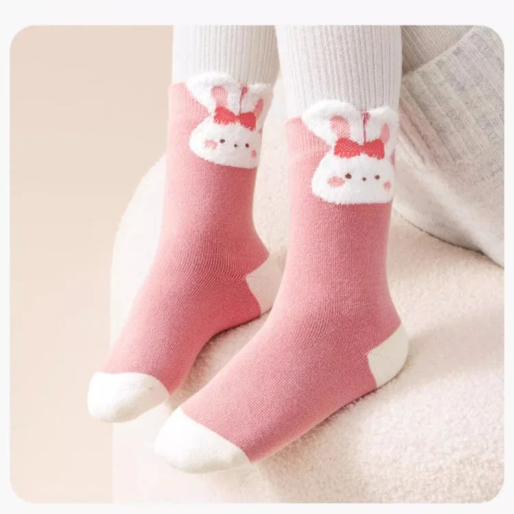 5 Pairs Girls Socks Cute Pattern Socks Winter Warm Socks Baby Thermal Socks Children Thick Plush Socks